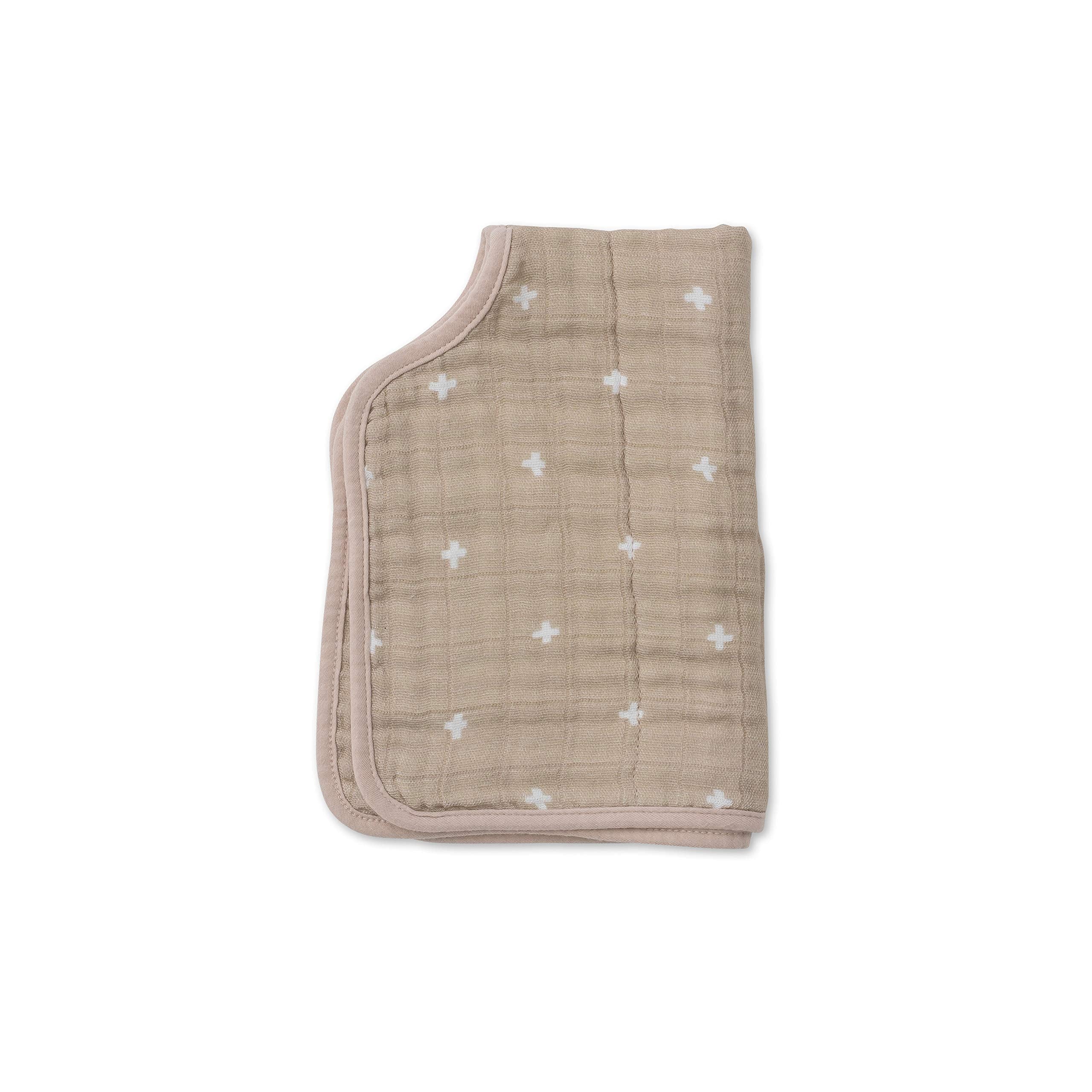 Little Unicorn Ultra-Absorbent Premium Burp Cloth | Soft on Baby's Skin | Larger Size | Ergonomic Design (Taupe Cross)