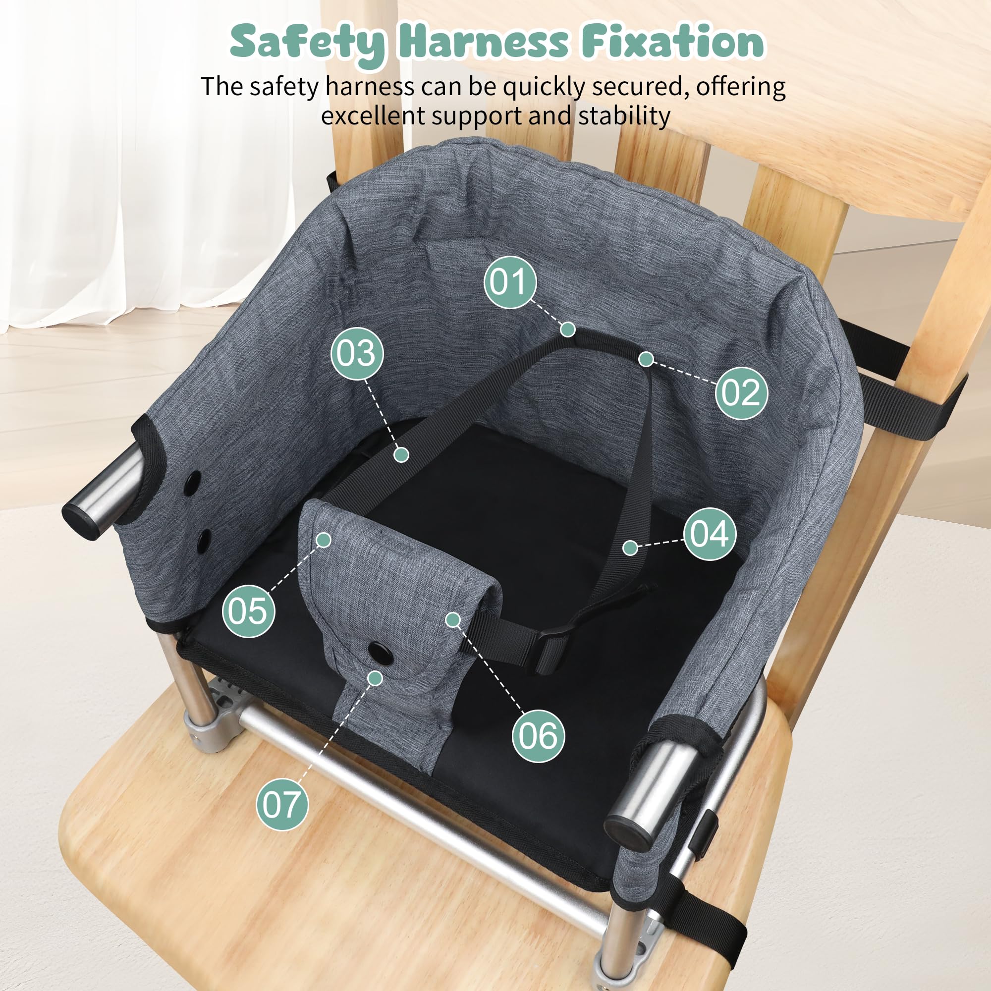 Booster Seat for Dining Table, 3-in-1 Portable Toddler Booster Chair with Safety Buckle, Height Adjustable & Foldable Baby Feeding Seat, Travel High Chair with Washable Cover & Storage Pocket - Red