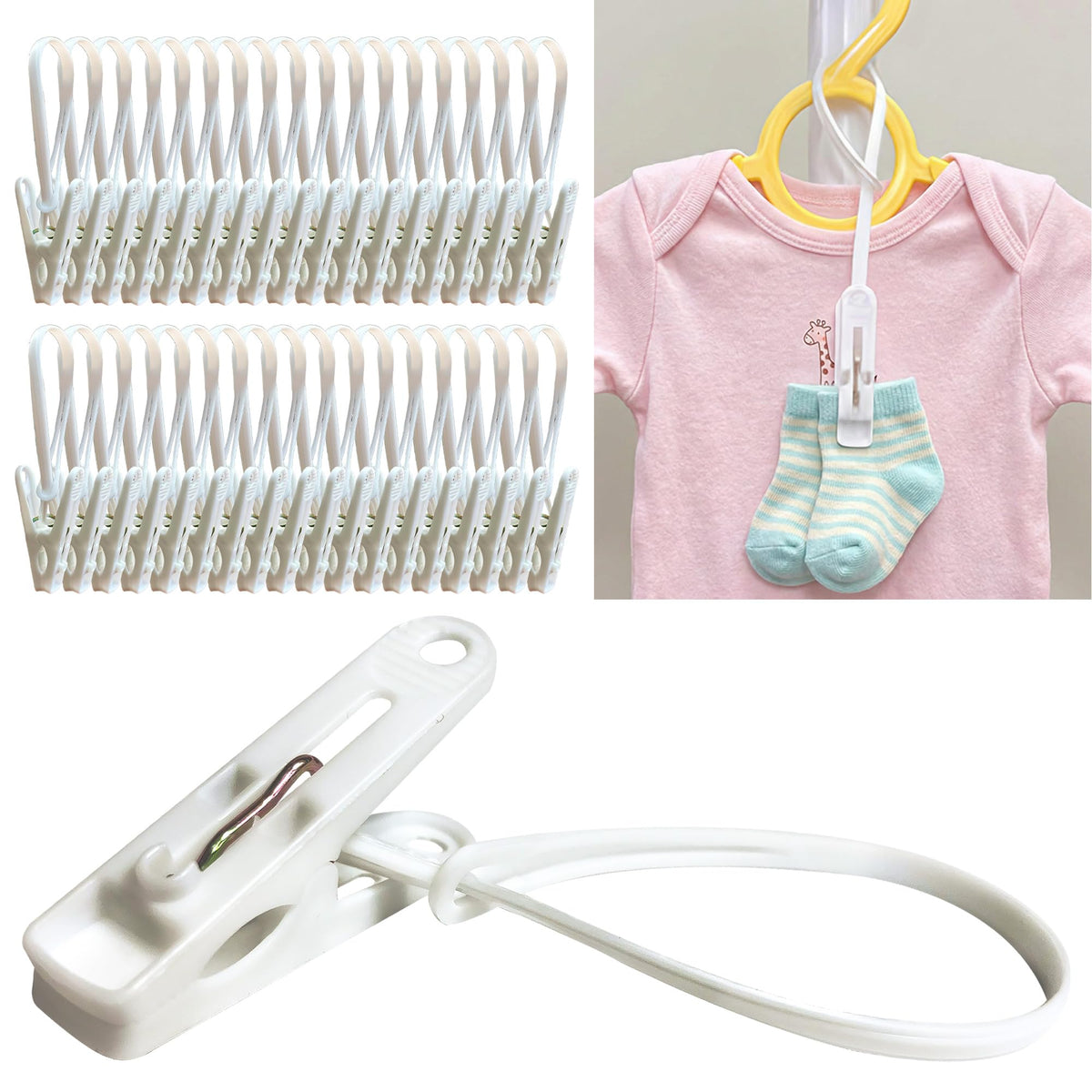HASHI Baby Clothes Hangers Clips 36 Pack, Kids Pants Closet Organizer