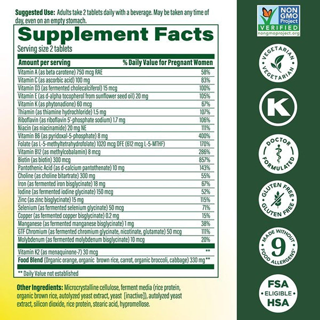 MegaFood Baby & Me 2 Prenatal Vitamins, Doctor Formulated, 120 Mini Tablets