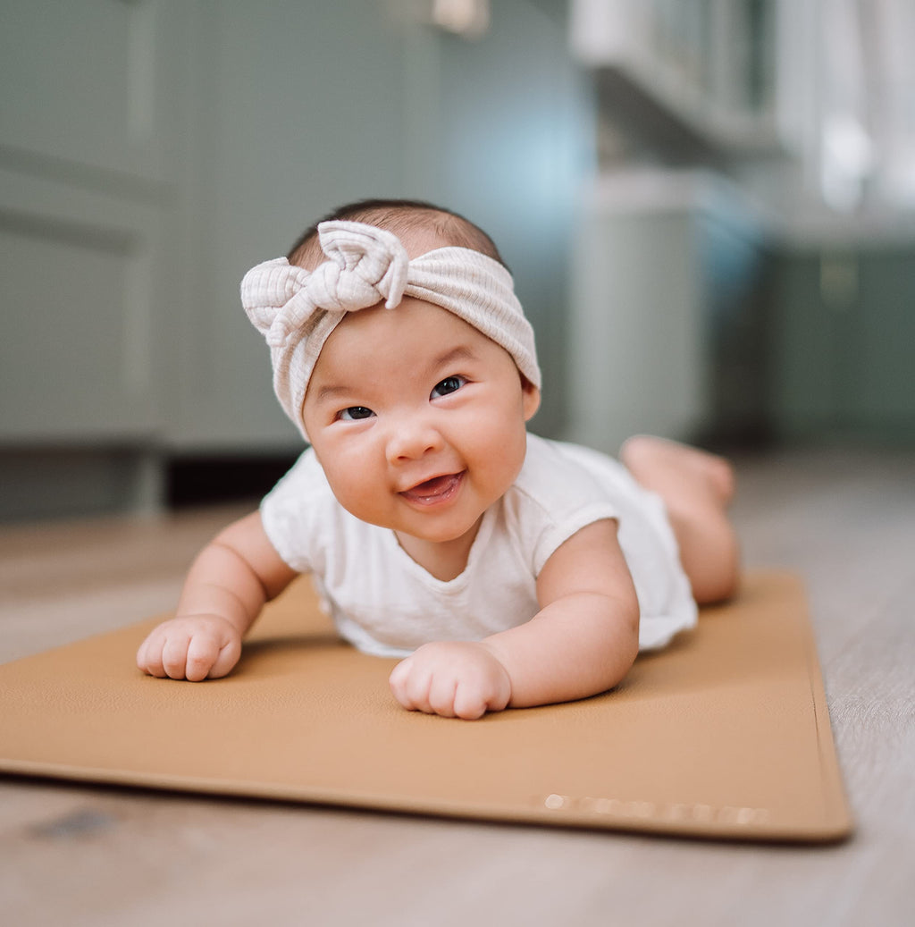 Vegan Leather Baby Changing Mat 16x30in, Wipeable, Foldable, Tan
