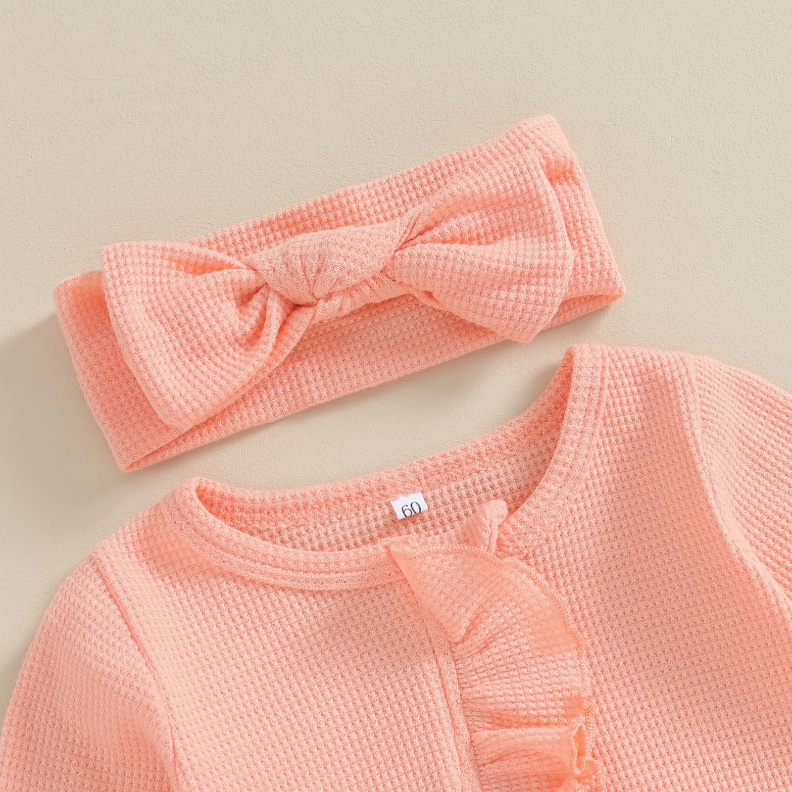 CIYCUIT Baby Girls Clothes Newborn Long Sleeve Zip Up Onesie Romper with Headband Fall Winter Outfits Orange 3-6 Months