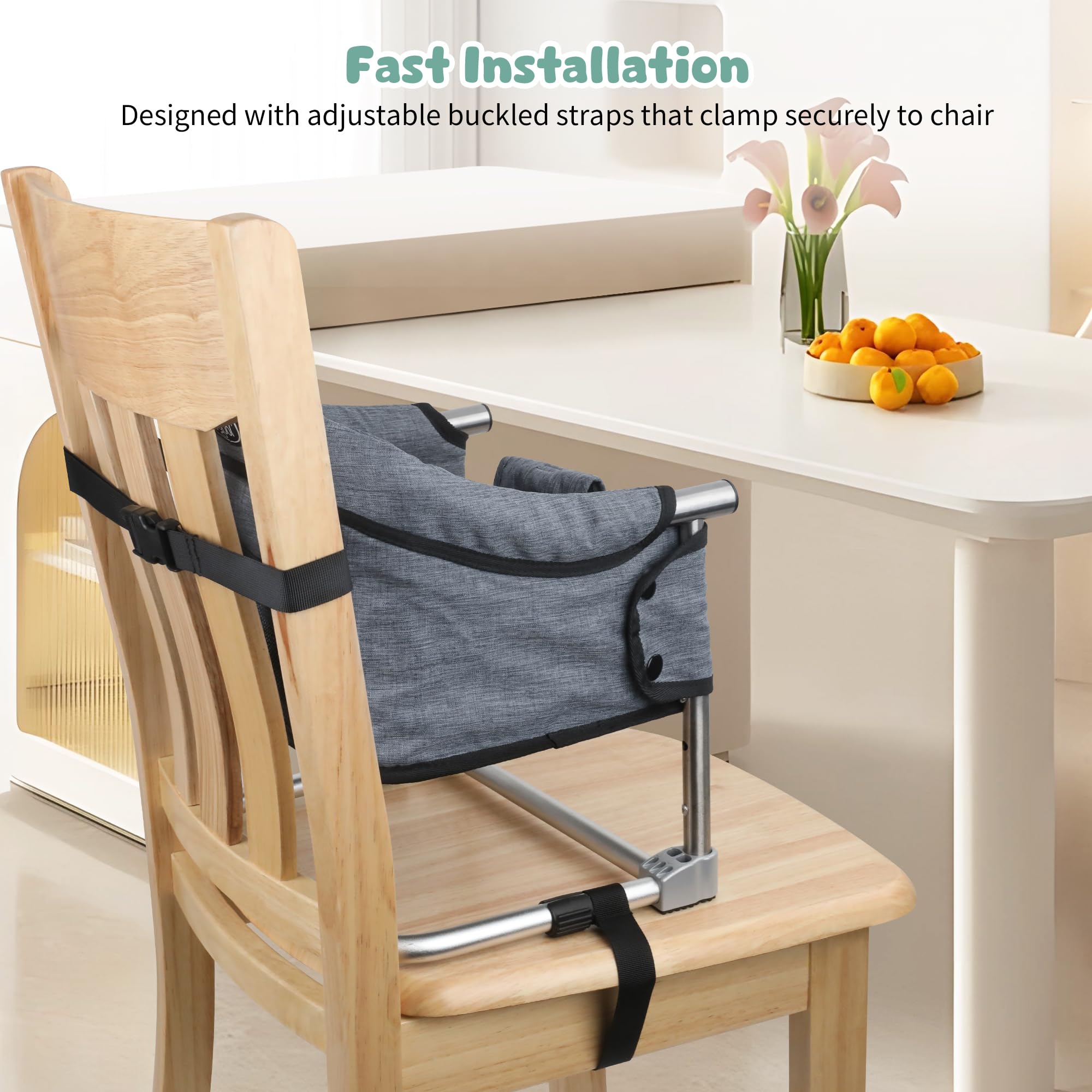 Booster Seat for Dining Table, 3-in-1 Portable Toddler Booster Chair with Safety Buckle, Height Adjustable & Foldable Baby Feeding Seat, Travel High Chair with Washable Cover & Storage Pocket - Red