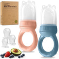 KeaBabies Baby Fruit Feeder 2pk - Silicone Baby Food Feeder for Babies 6-12 Months, Breast Milk Popsicle for Teething, Weaning, Freeze Frozen Solid Food, BPA-Free Infant Feeding Essential (Sunset)