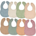 Comfy Cubs Muslin Bibs for Babies, Pack of 8 - Multicolor