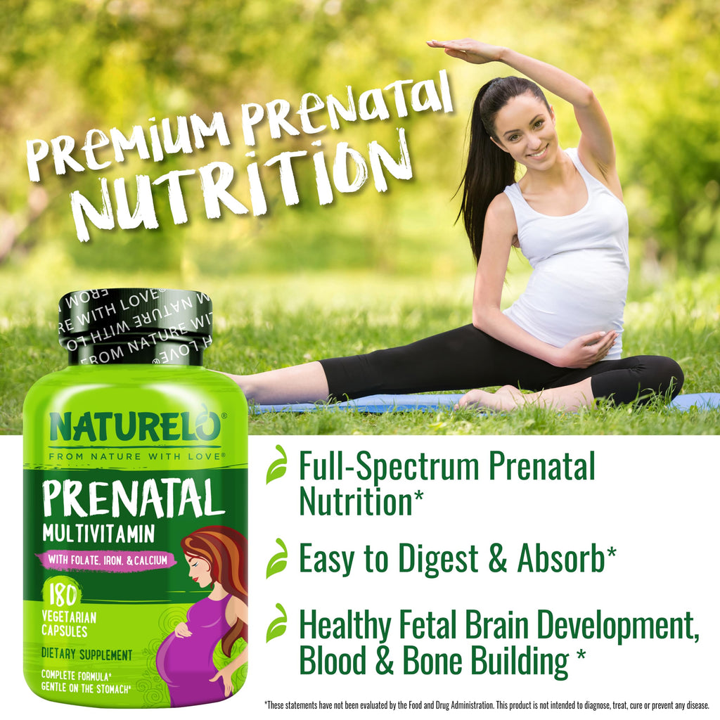 NATURELO Prenatal Multivitamin with Choline & Folate, 180 Capsules