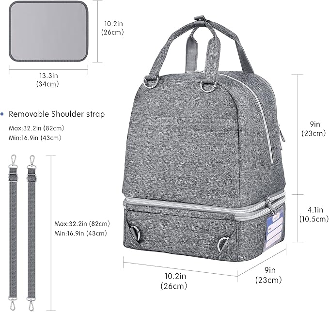 Derbiedersinn Spectra Pump Bag with Cooler for Milk Storage, Insulated Pump Bag for Travel, Work, Daycare, Compatible with Wearable & Electric Breast Pumps,Grey