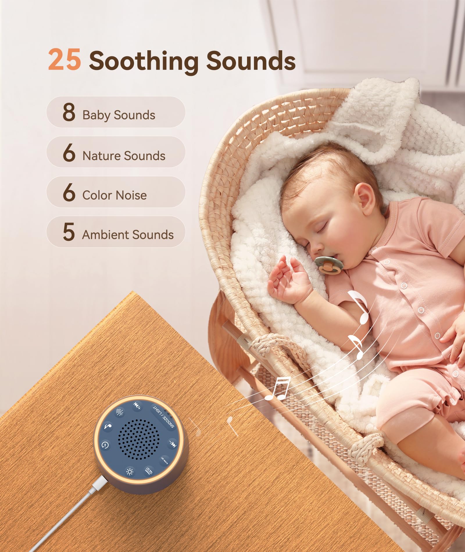 Dreamegg Sound Machine & Alarm Clock - White Noise Machine with 7 Wake-Up Sounds, 0-100% Dimmable, Night Light, Sound Machine for Sleeping, Office, Home, Travel Essentials Gift, Navy