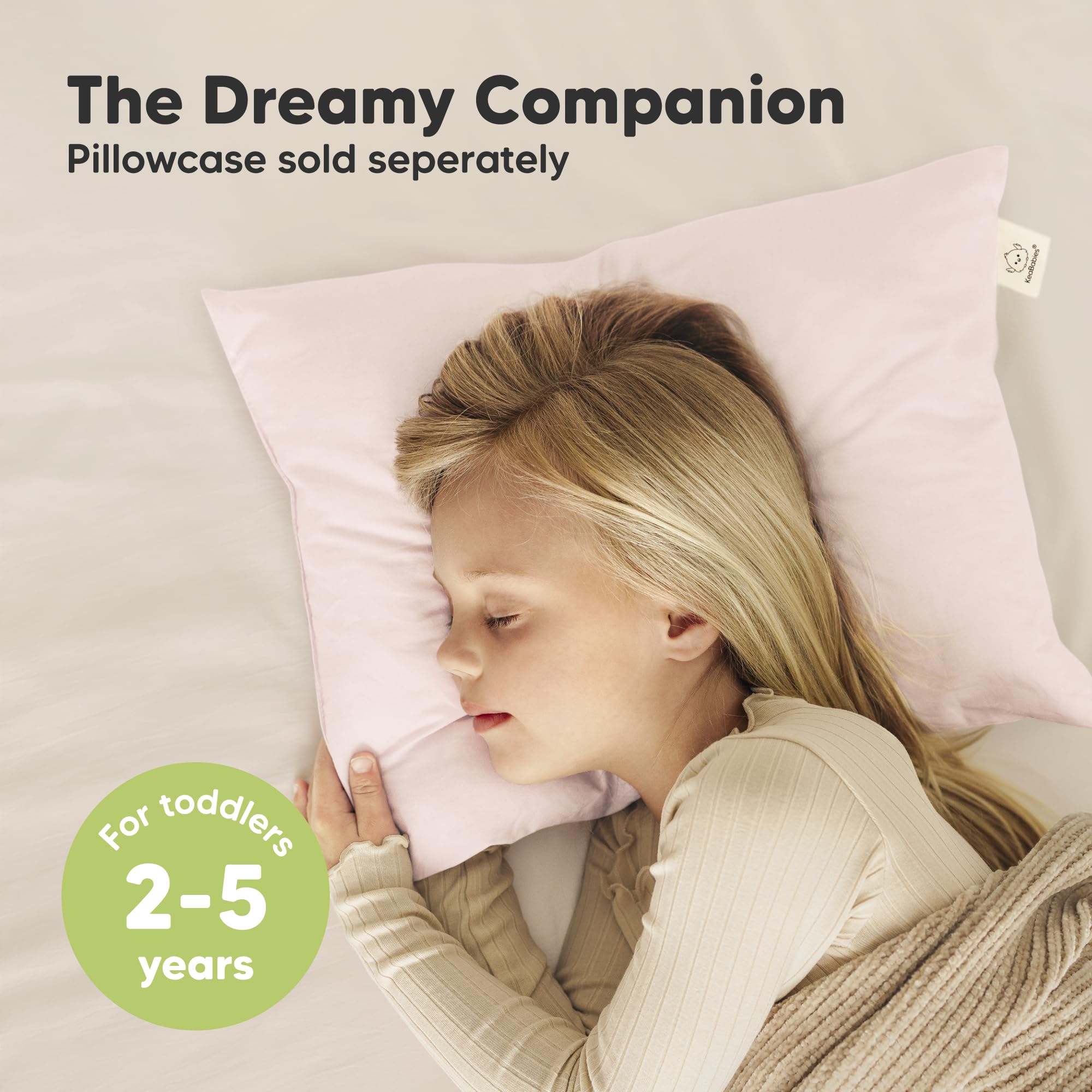 KeaBabies 2pk Toddler Pillows 2 Year Old to 5,13x18 Kids Pillow (Mist Pink)