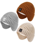 Alepo 3 Pack Baby Beanie Hats with Earflaps, 2 Size Baby Winter Hat for Newborn Infant Toddler Kids Children with Cute Smiley Face, Soft Warm Fleece Lined Knit Hat for Girls Boys-13