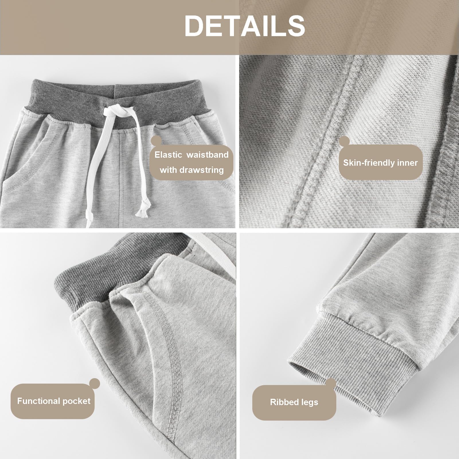 GFQLONG Toddler Boys Joggers Pants Cotton Kids Athletic Sweatpants 5-6T