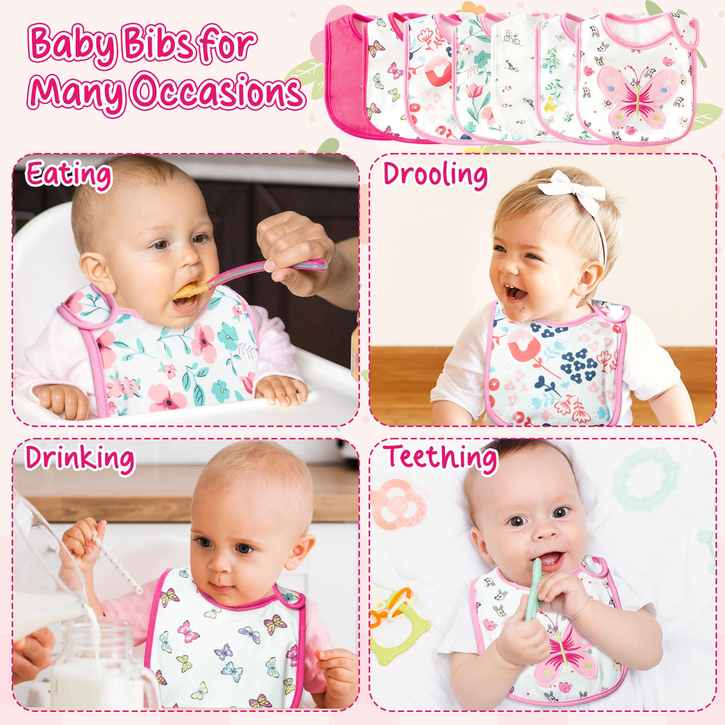 2ooya 7Pcs Waterproof Cotton Baby Bibs for Feeding Drooling Teething Eating