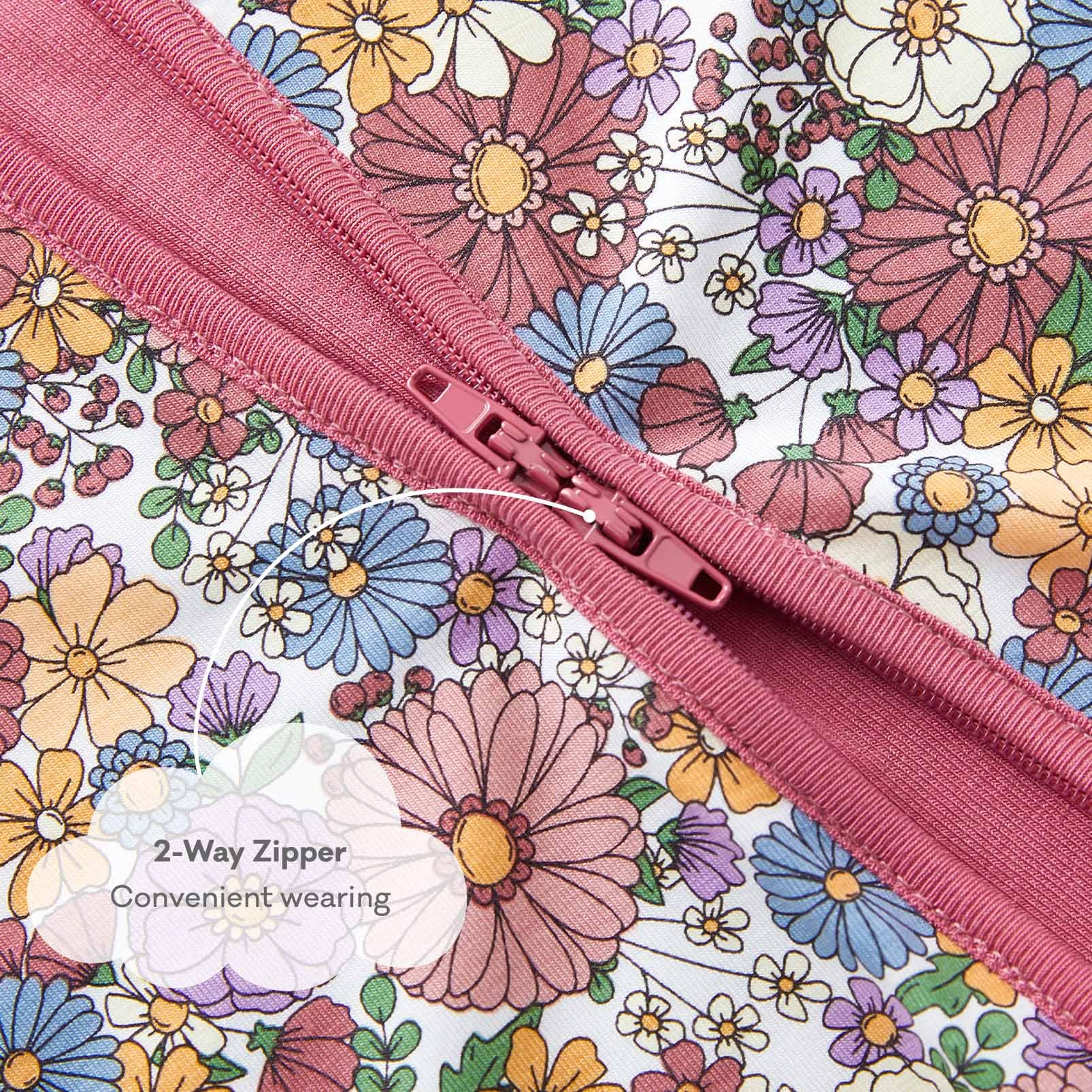 pureborn Baby Girl Sleeper Viscose from Bamboo Zipper Footies Daisy 18-24M