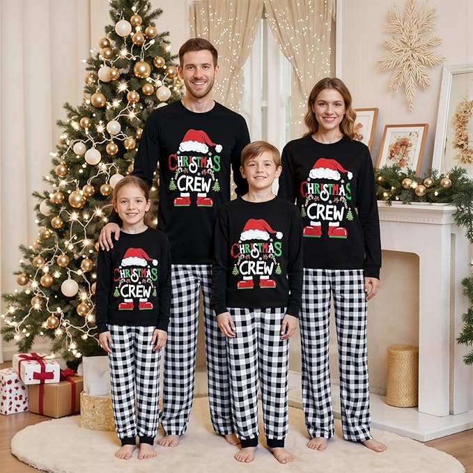 Awoscut Christmas Family Matching Pajamas Christmas Pjs Holiday Nightwear Sleepwear Sets Long Sleeve Pjs