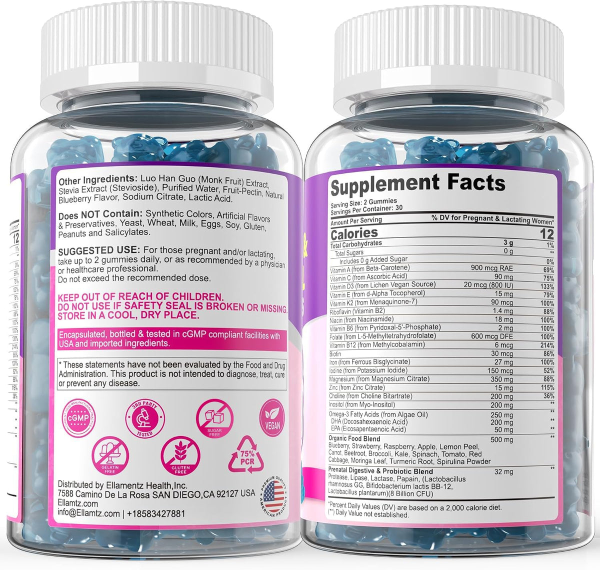 Prenatal Vitamins for Women Gummies + Methylfolate, DHA & Iron, Vegan,120Ct