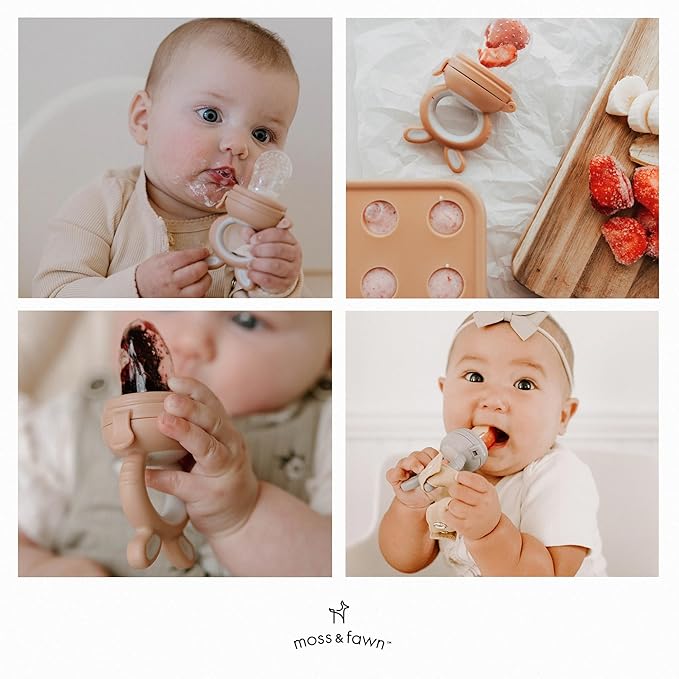 Moss and Fawn Forage Feeder - Soothing Silicone Frozen Breast Milk Popsicle & Baby Food Teething Toy, Pacifier, Fruit Feeder, & Teether - BPA, PVC & Phthalate-Free - Foliage