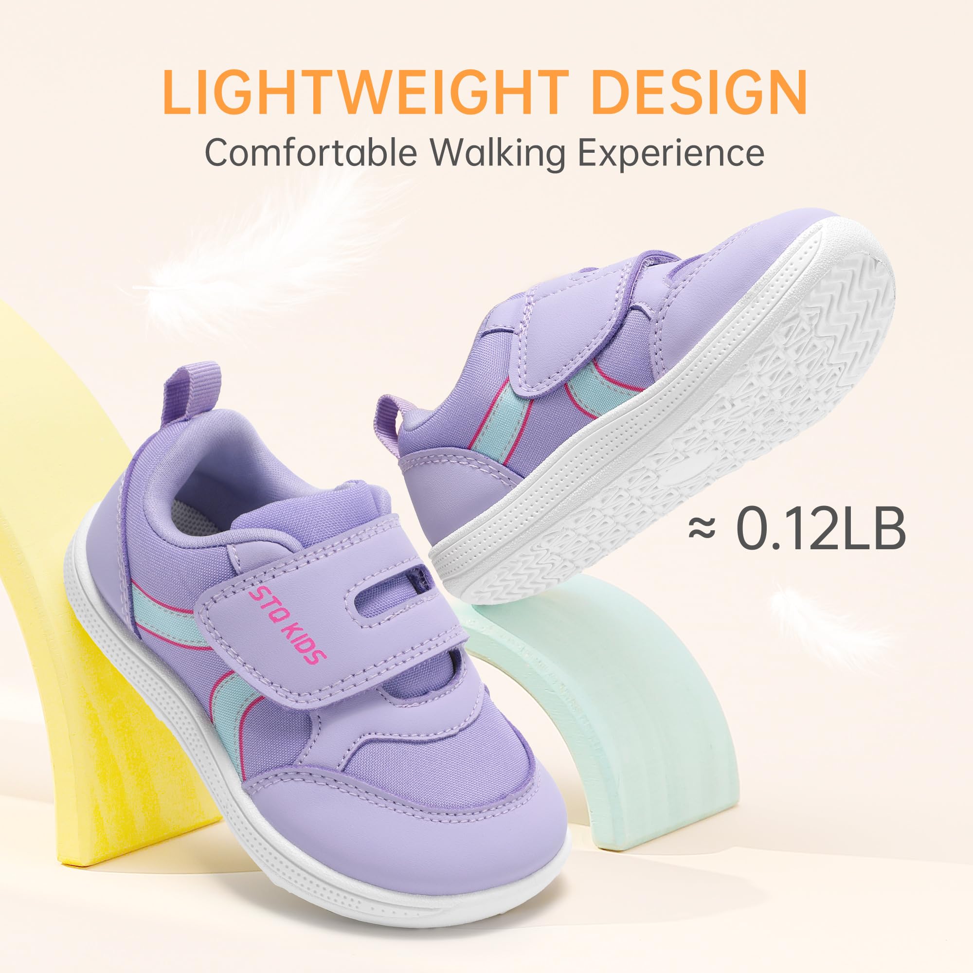 Toddler Girls Shoes Wide Toe Box Barefoot Sneakers Light Purple Size T8