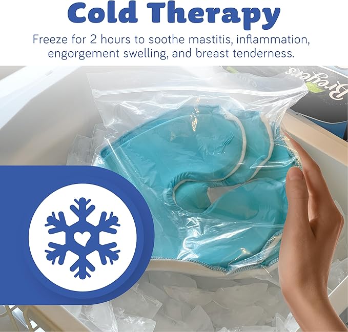 Breast Ice Packs for Breastfeeding and Engorgement Relief - Hot and Cold Breast Therapy Packs - Soft, Dual-Sided & Reusable - 2 Pack