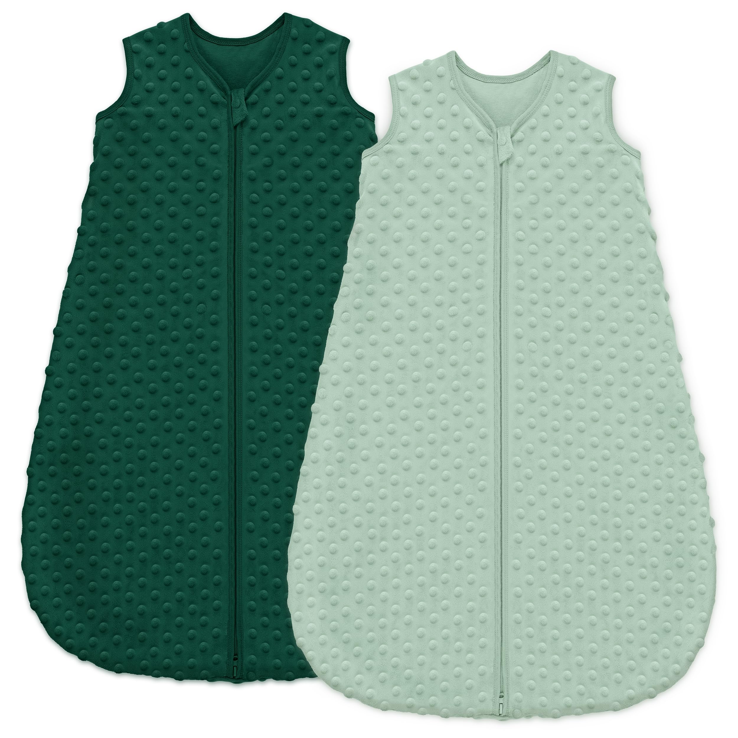 Unnivoll Fleece Baby Sleep Sack 12-18 Months with Plush Dots 1.5 Tog Baby Wearable Blanket with 2-Way Zipper Warm Sleeping Sack for Toddler Infant - Large, Forest Green