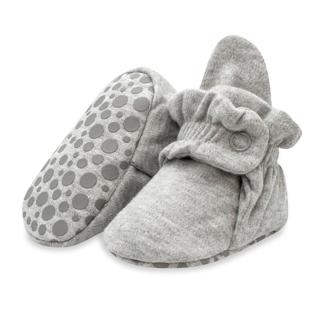 Zutano Unisex Organic Cotton Baby Booties With Gripper Soles, Gray Heather, 24M