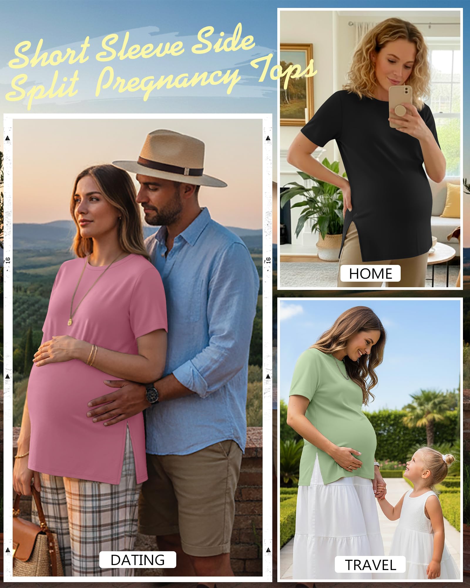 Ficerd 3 Pack Women's Maternity T Shirts, 3-Color, XX-Large
