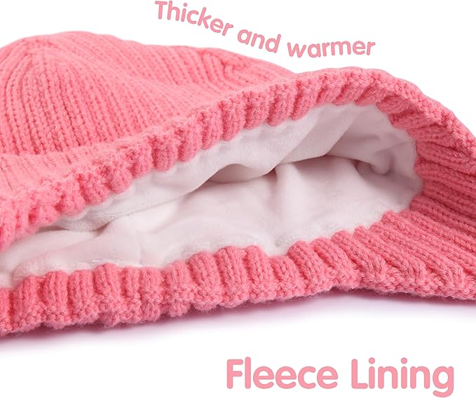 MaxNova 2 Pack Baby Beanie Toddler Winter Hat with Earflap for Girls Boys 0-8 Years