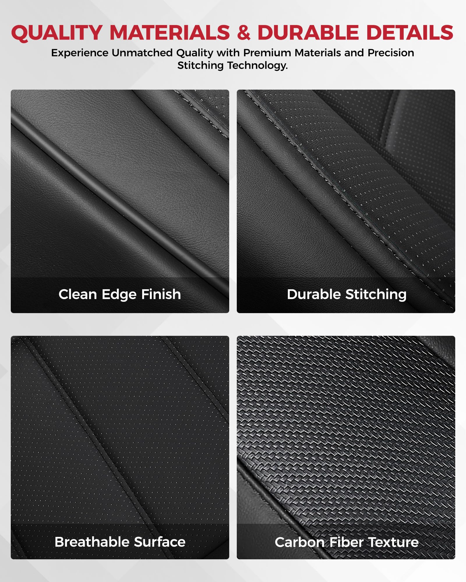 FREESOO Seat Covers Full Set for Cars Trucks SUV, Black