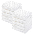 Yoofoss Muslin Baby Washcloths 100% Organic Cotton Face Towels 10 Pack Wash Cloths for Baby 12x12in Soft and Absorbent Baby Wipes (White)
