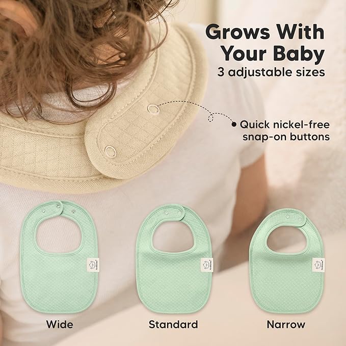 8-Pack Organic Baby Bibs for Girls, Boys - Quilted Cotton Cloth Baby Drool Bibs for Drooling and Teething Toddler, Newborn, Infant, Soft & Super Absorbent (Dawn)