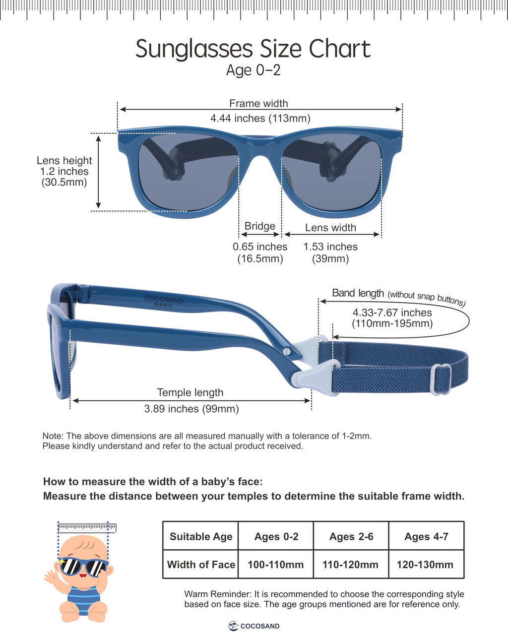 COCOSAND Flexible Polarized Baby Sunglasses with Strap & Silicone Nose Pads
