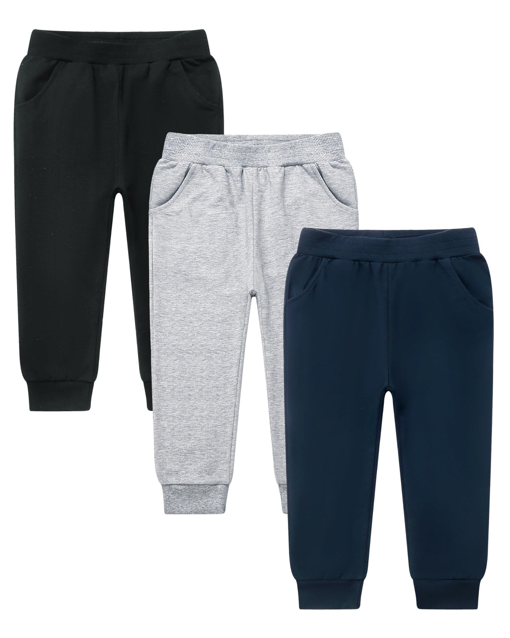 GFQLONG Toddler Boys Pants 100% Cotton Joggers Sweatpants with Pockets 3-4T