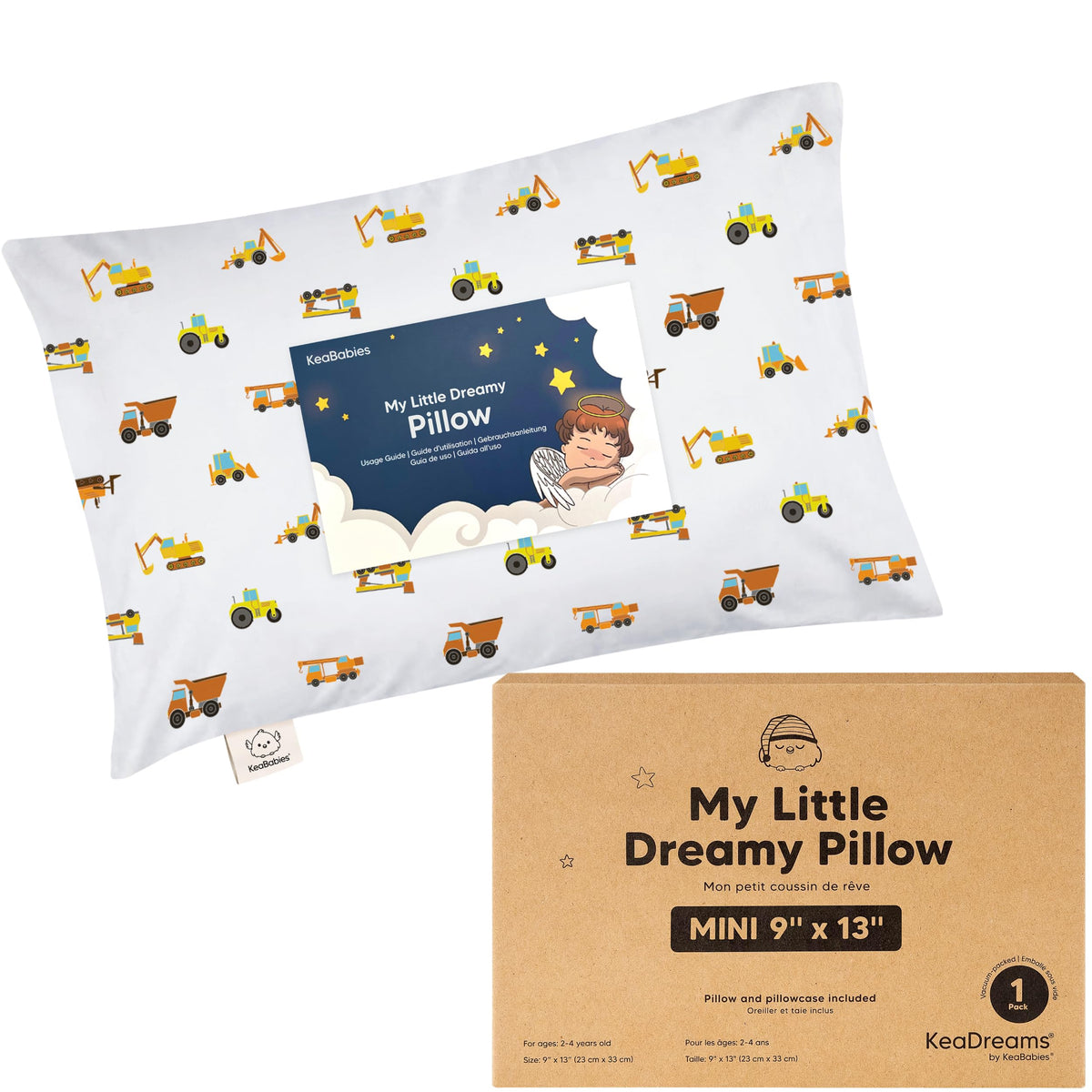 Mini Toddler Pillow with Pillowcase, 9x13 My Dreamy Pillow, Jungle Green