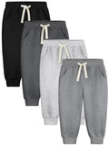 Aocku 4 Pack Toddler Boys Sweatpants Cotton Toddler Pants Pocket Drawstring