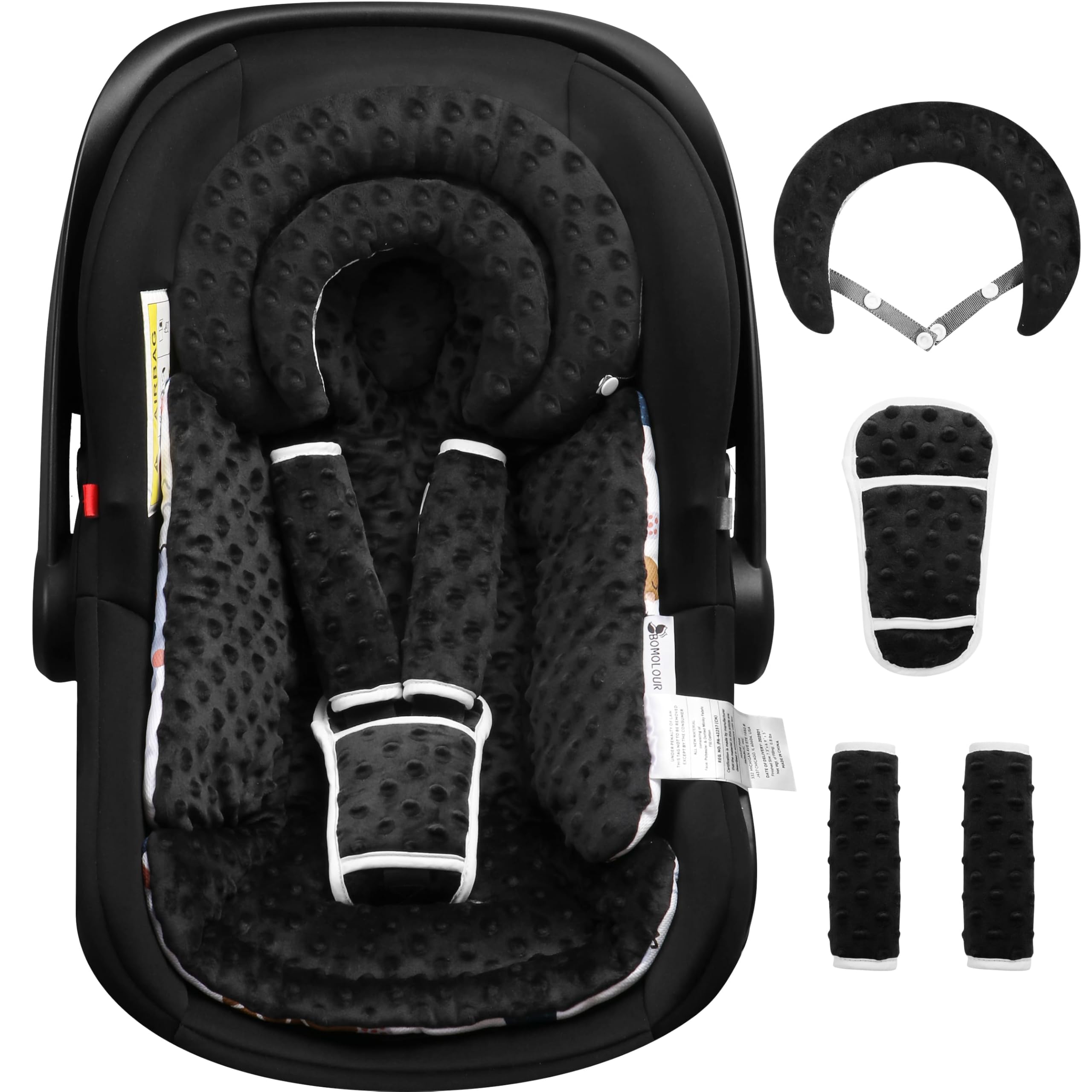 BOMOLOUR Infant Car Seat Insert for Baby Head Body Support, Black