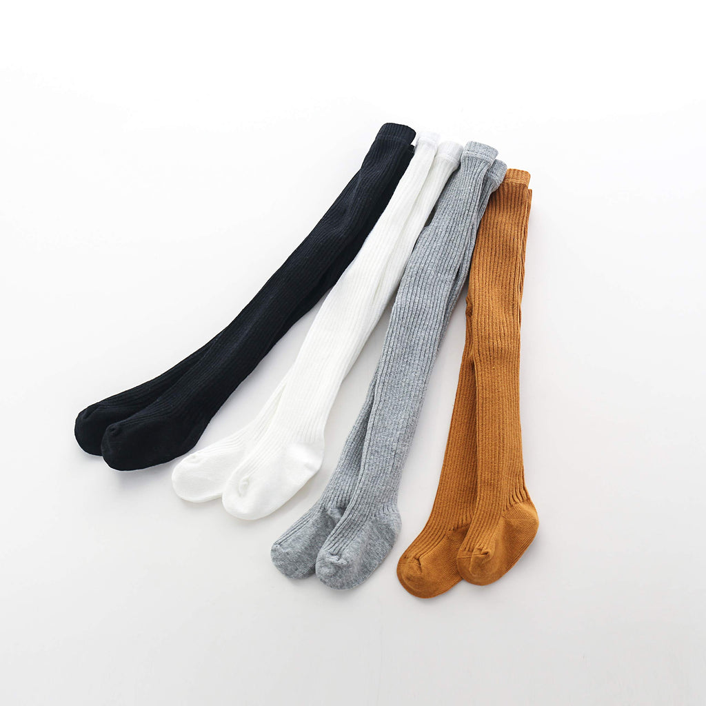 CECORC Baby Girls Tights Toddler Cable Knit Leggings Infants Stockings Cotton Pantyhose，3-6 Months,4Pack,Black/White/grey/Ginger…