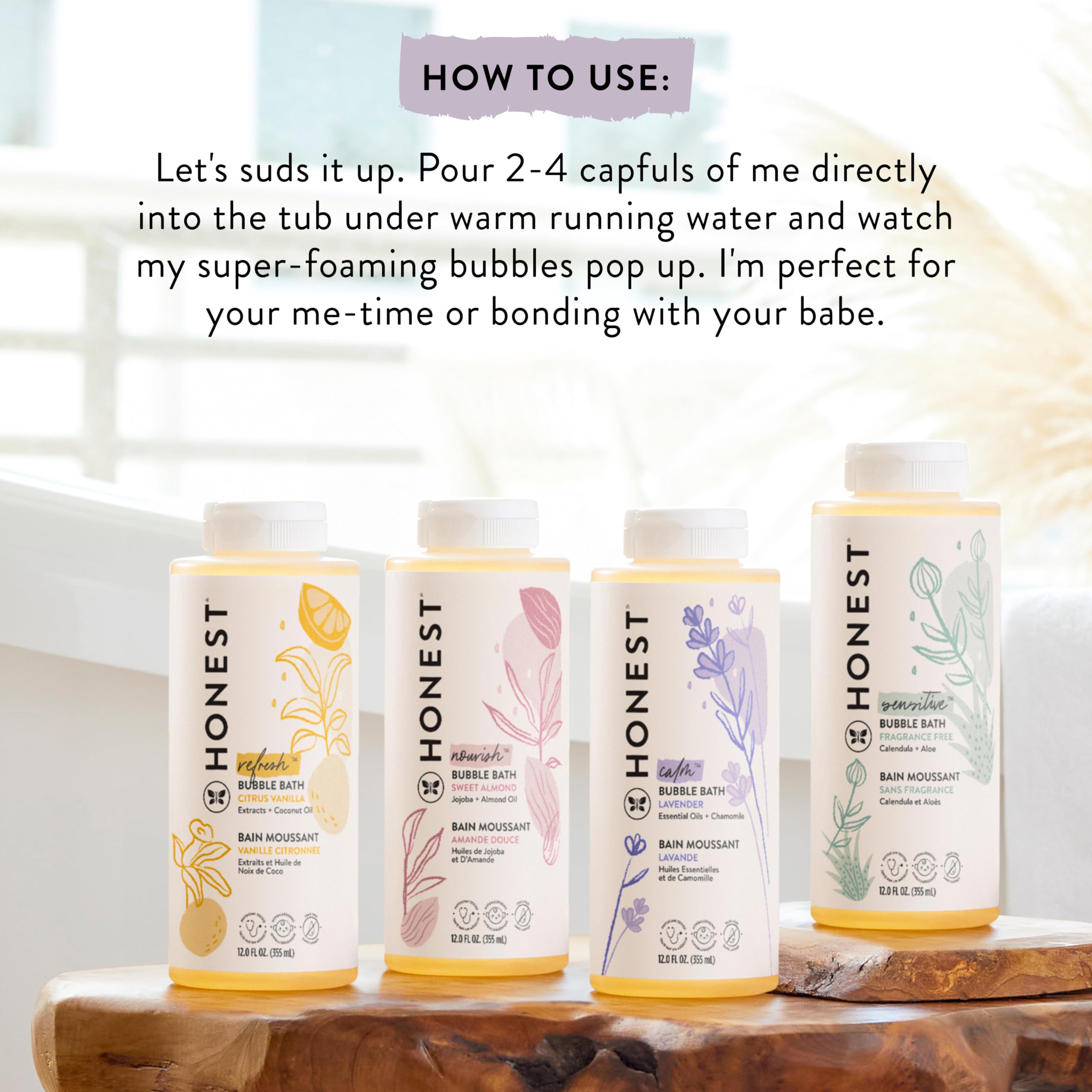 The Honest Company Bubble Bath, Hypoallergenic, Lavender Calm, 12 fl oz