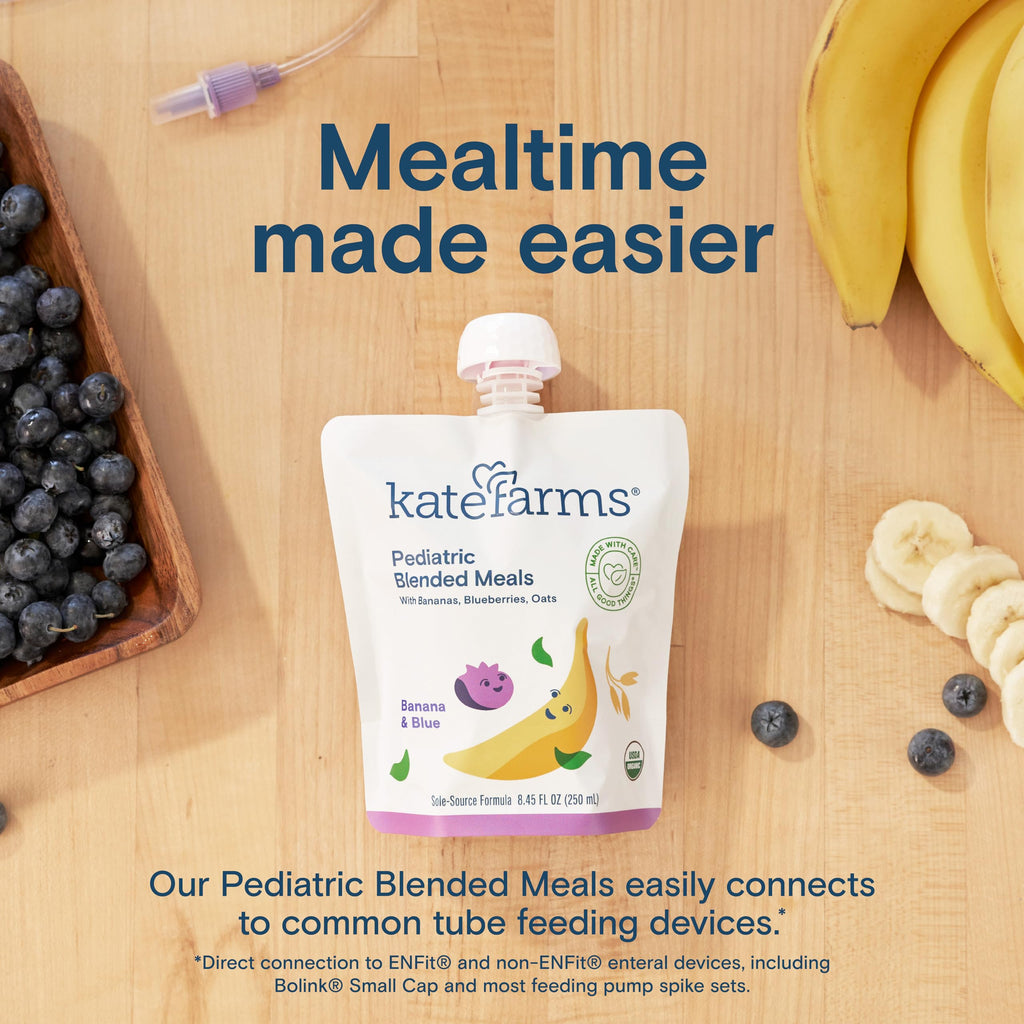 KATE FARMS Pediatric Blended Meal, Banana and Blueberries, 12 Pack