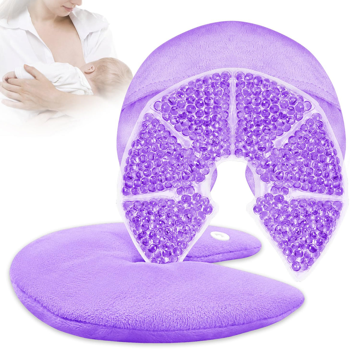 Hot Cold Gel Bead Breast Therapy Pack, Breast Ice Packs for Breastfeeding