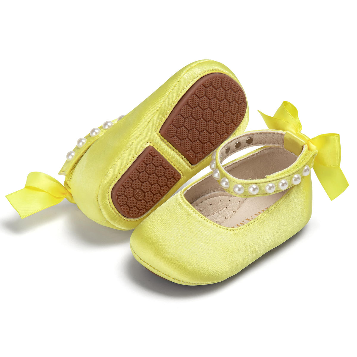 PHIRAMIN Baby Girls Glitter Pink Mary Jane Flats - Infant 12-18 Months Walking Shoes Soft Rubber Sole Princess Wedding