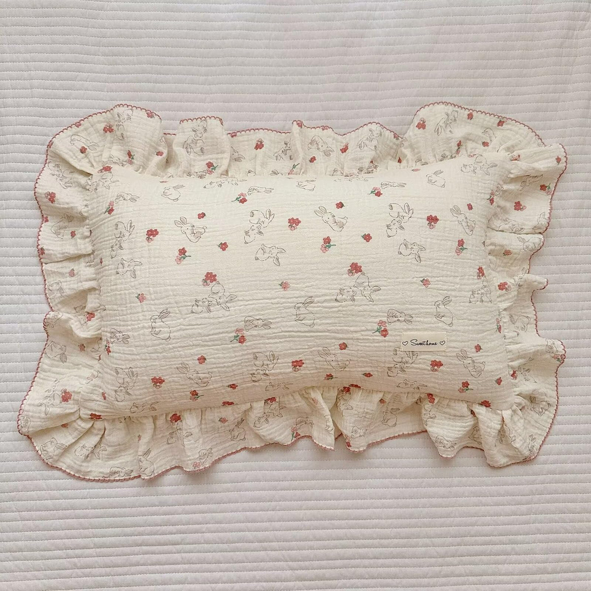 BuLuTu Muslin Toddler Pillowcase for Girls Boys, Sheep Pattern, 14"x20"