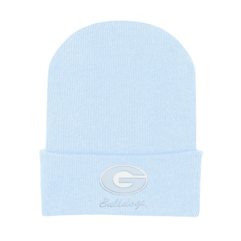 College Baby Infant Knit Cap Georgia Bulldogs Logo - Light Blue - Newborn