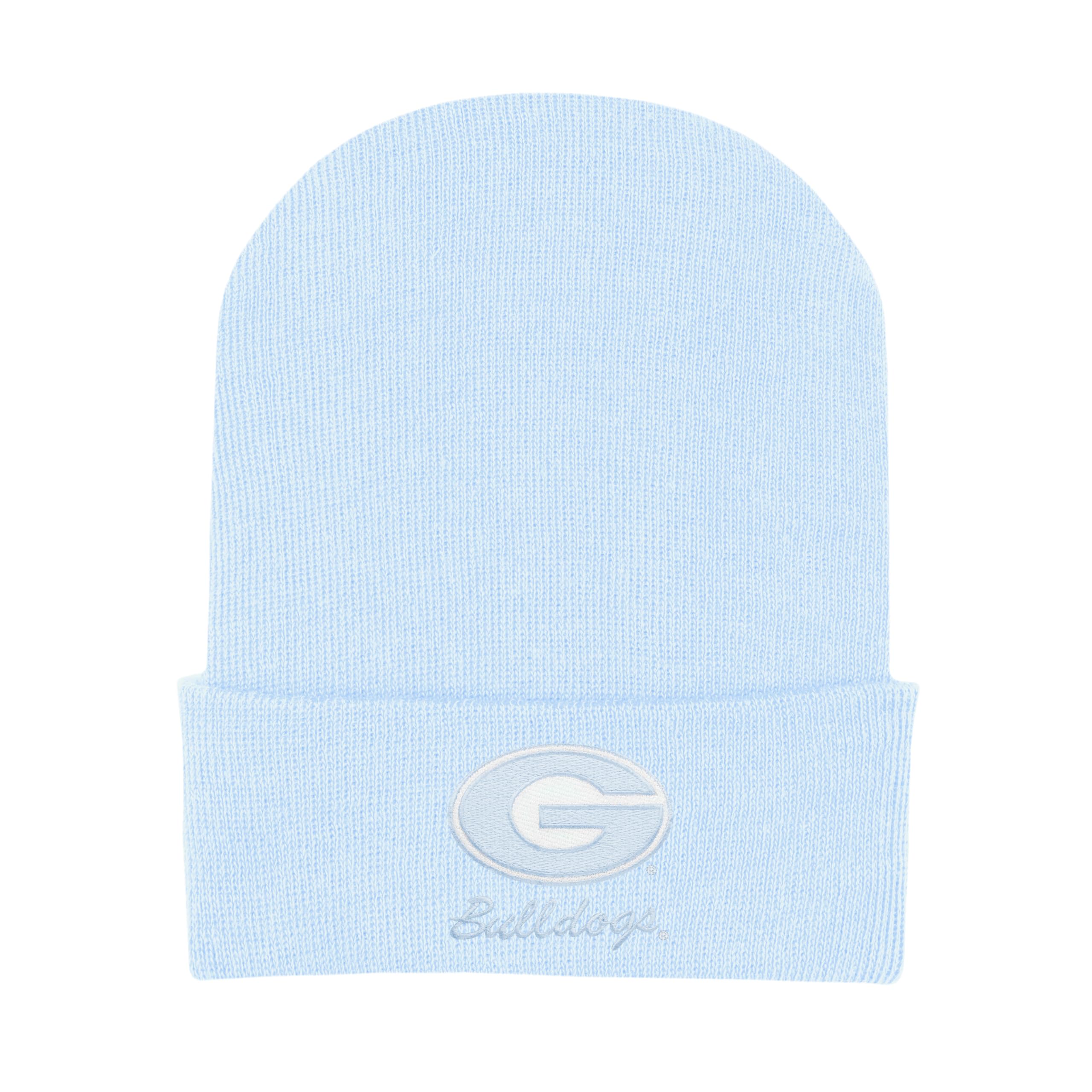 College Baby Infant Knit Cap Georgia Bulldogs Logo - Light Blue - Newborn