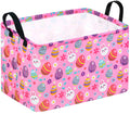 DUYIY Rectangle Gift Storage Basket Home Shelf Storage Basket Organizer Box Clothes Laundry Hamper Nursery Basket Laundry Basket with Handles (Pink egg)