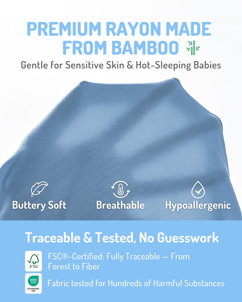 HAPIU Rayon from Bamboo Baby Footed Pajamas, 2 Way Premium Zipper, Footie for Baby Boy Girls, Newborn-24 Months, 2-Pack, Dinosaur Girl & Moonlight Blue, 3-6 Months