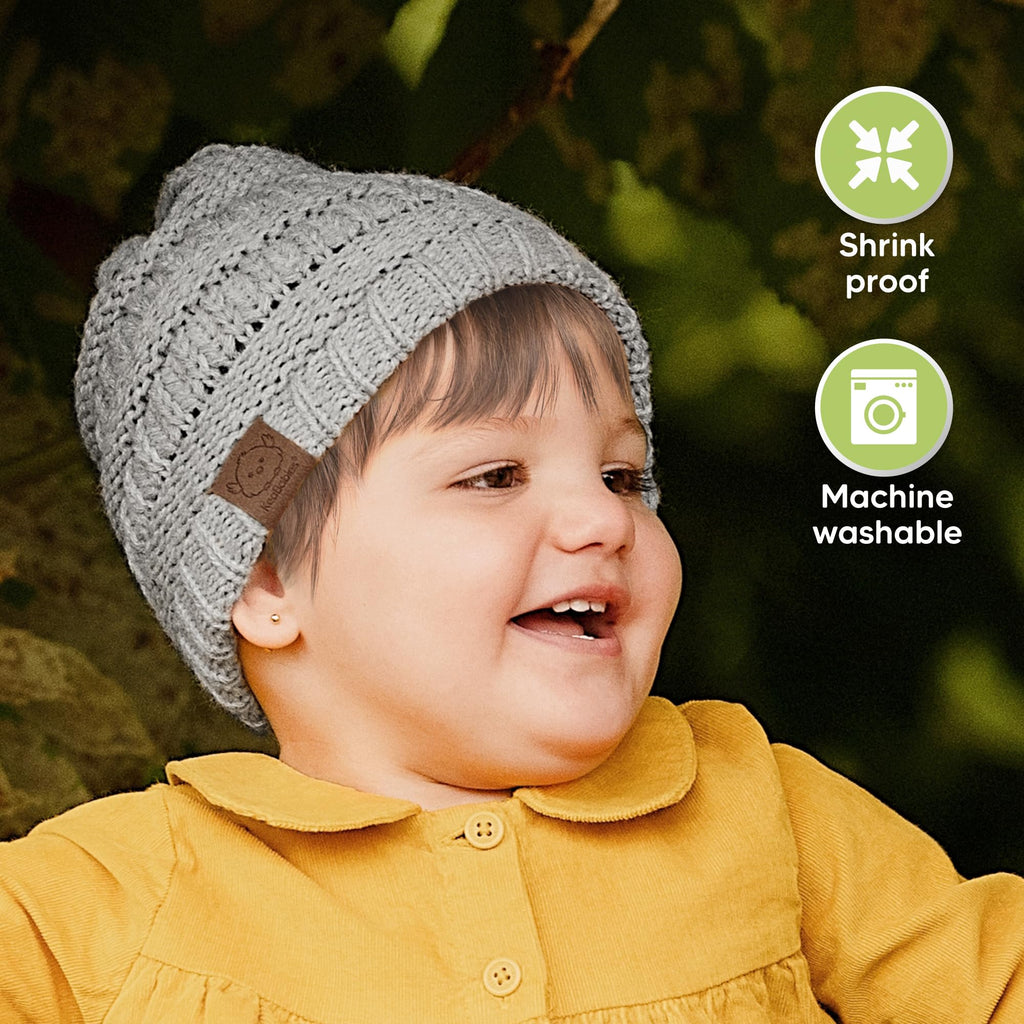 KeaBabies 3-Pack Baby Beanies for Boys, Girls,Soft Cute Baby Hat (Sweet Pea, 6-36M)