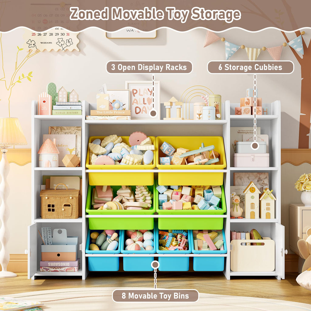 FOTOSOK Storage Organizer with 8 Bins, Organizer Bin