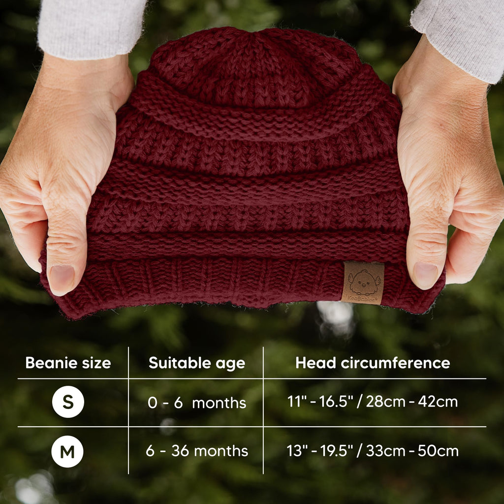 KeaBabies 3-Pack Baby Beanies for Boys, Girls,Soft Cute Baby Hat (Terracotta, 6-36M)