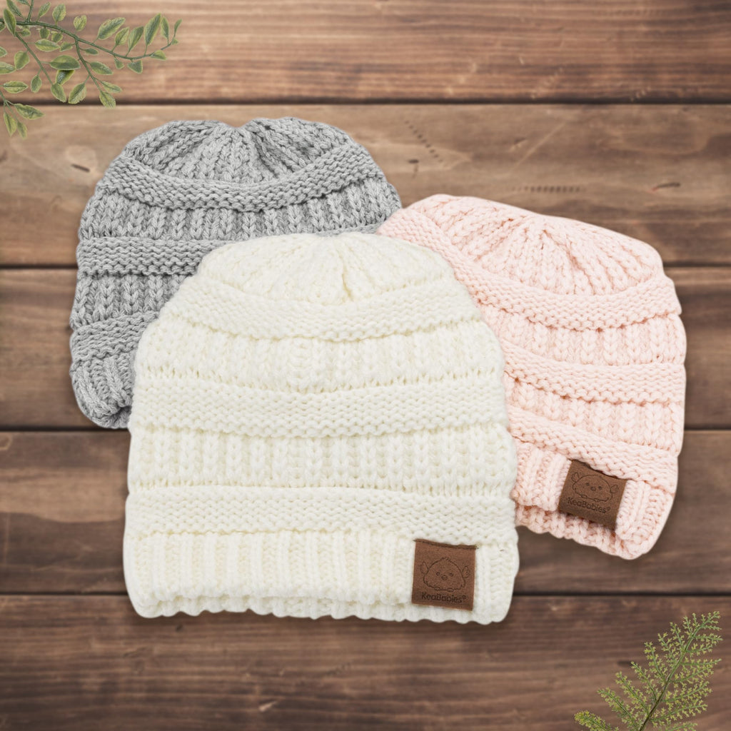 KeaBabies 3-Pack Baby Beanies for Boys, Girls,Soft Cute Baby Hat (Sweet Pea, 6-36M)