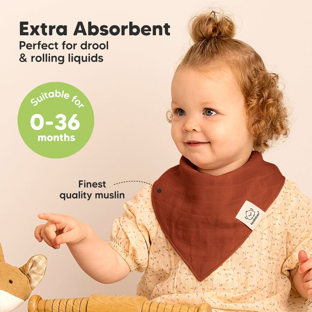 8-Pack Muslin Baby Bibs for Drooling, Teething Bandana Bibs 0-36M (Sahara)