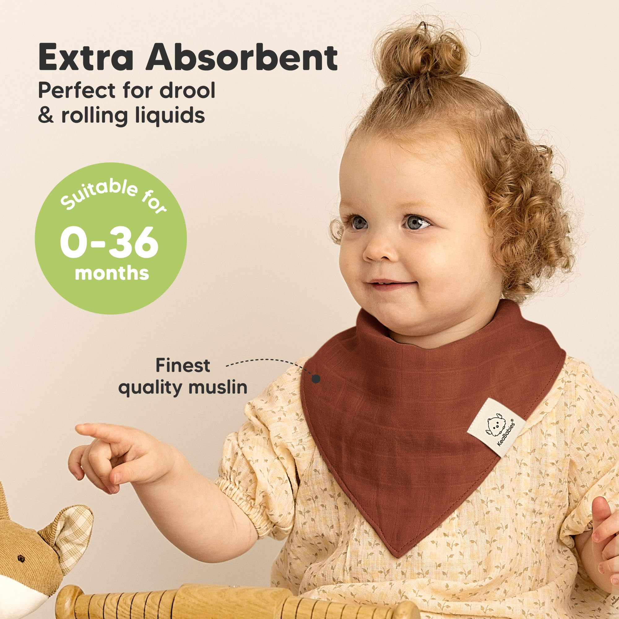 8-Pack Muslin Baby Bibs for Drooling, Teething Bandana Bibs 0-36M (Sahara)